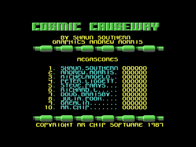 Cosmic Causeway: Trailblazer II title screen for Commodore 64